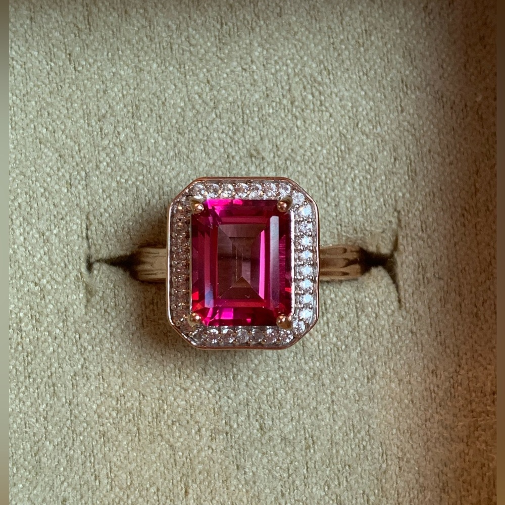 💗Pink Mystic Topaz Halo Ring💗